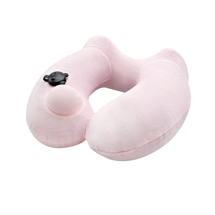 Almohada inflable portátil con capucha en forma de U para viajes para hombres y mujeres