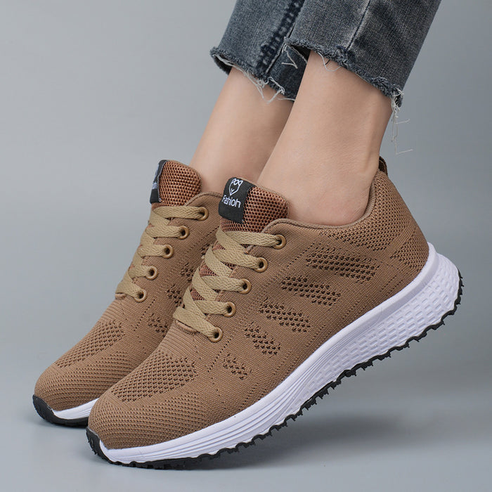 Zapatillas de deporte de talla grande para primavera y otoño para mujer Fly-kit Mesh Zapatos de mujer