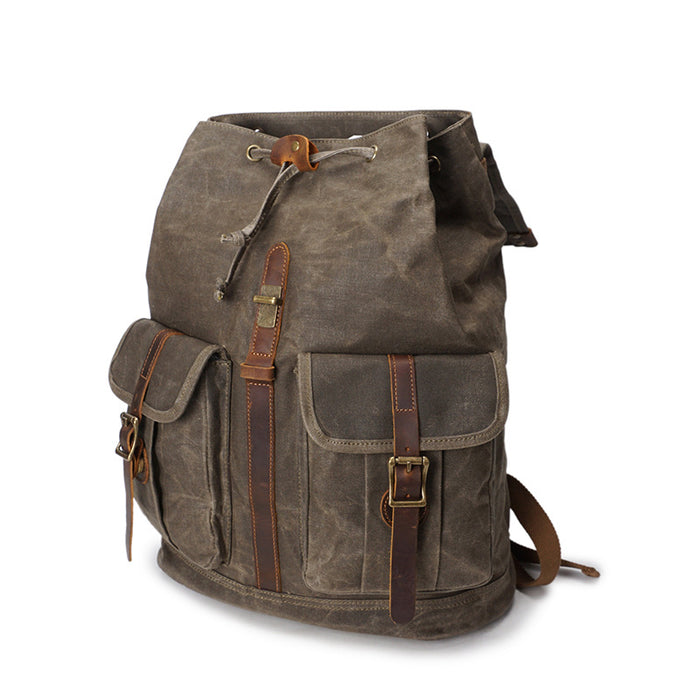 Sac à dos de voyage vintage en toile cirée huilée pour homme