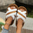 Fluffy Slippers Cross Strap Stitching Warm Casual Platform Slippers
