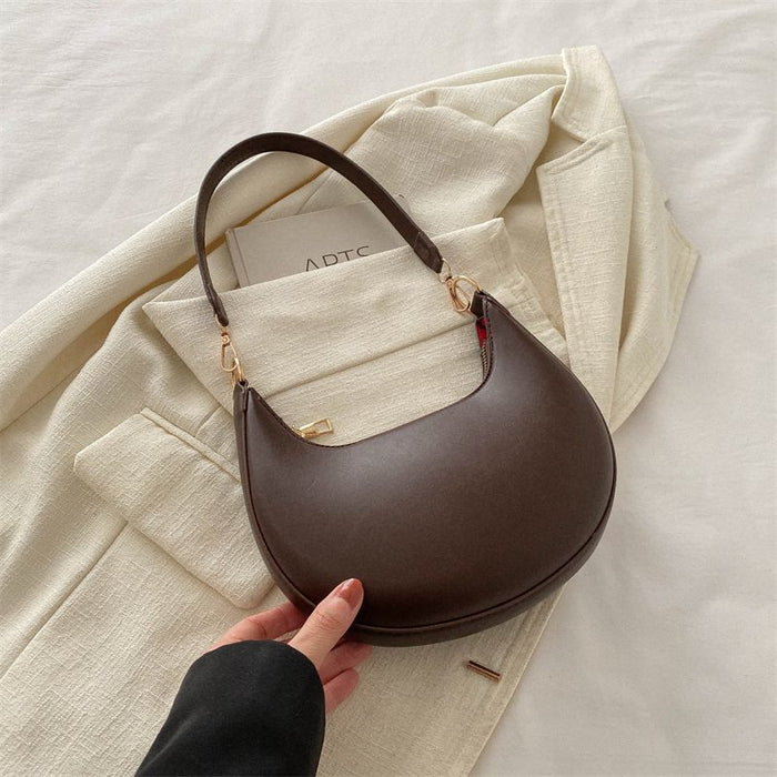 Niche Crescent New Simple All-Match Textured Shoulder Bag For Women