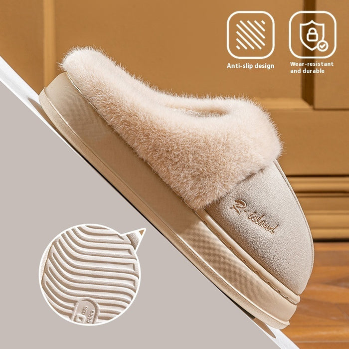 Pantuflas de invierno cálidas y acogedoras para parejas, suaves y antideslizantes, para interiores, de algodón, para el hogar, para mujer y hombre