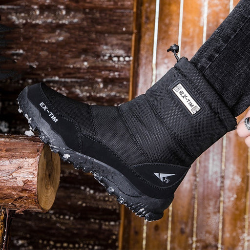 Bottes de neige imperméables pour hommes, bottes de ski courtes, chaussures de randonnée doublées en polaire