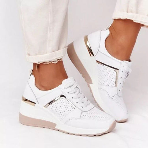Zapatos deportivos de plataforma con cordones y cuña para mujer, informales, de talla grande