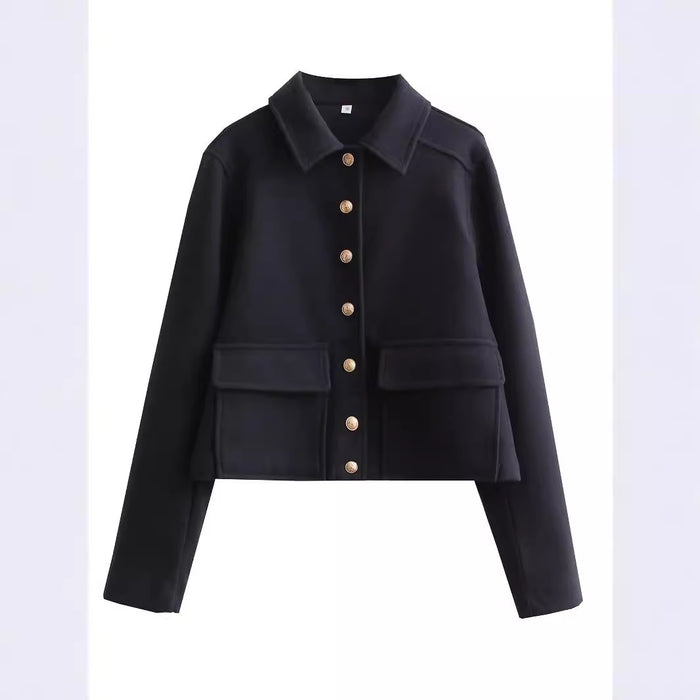 Women's Soft Metal-buckle Decorated Coat