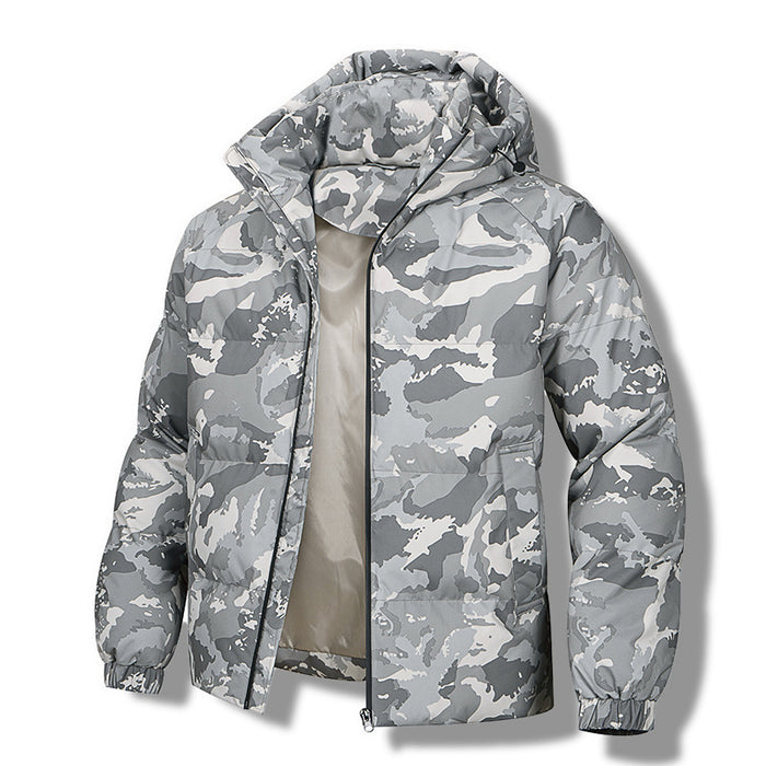 Chaqueta de camuflaje con capucha para hombre, impermeable, gruesa y cálida, acolchada de algodón.