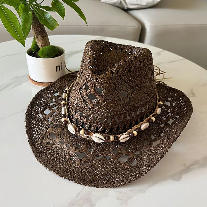 Bohemian Shell Straw Summer Beach Ethnic Style Hollow Sun Hat