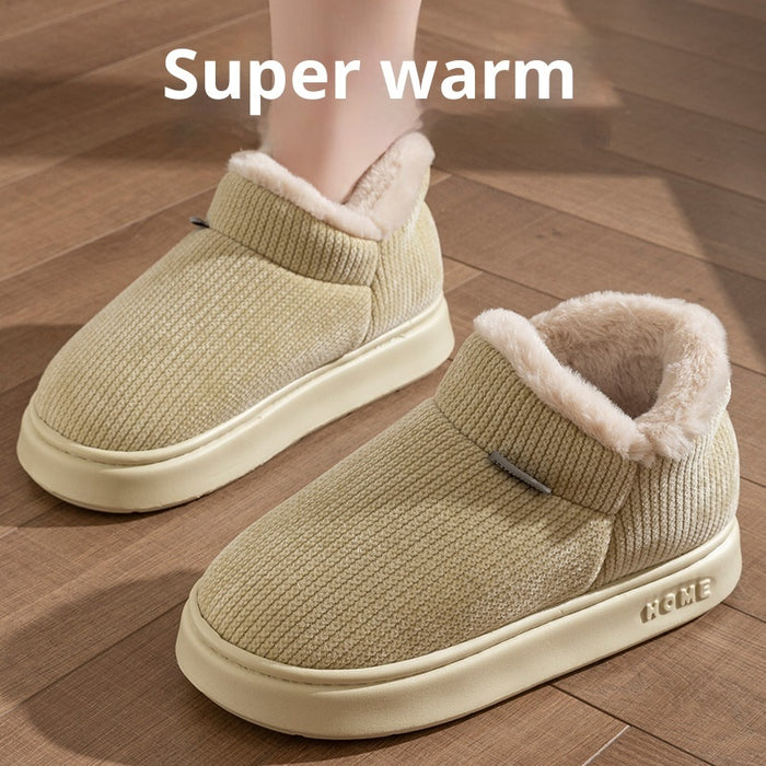Ankle Wrap Cotton Slippers Women's Indoor Plush Thermal Non-slip Cotton-padded Shoes