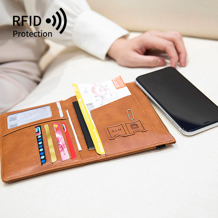 Cartera para pasaporte multifuncional con RFID ultrafina