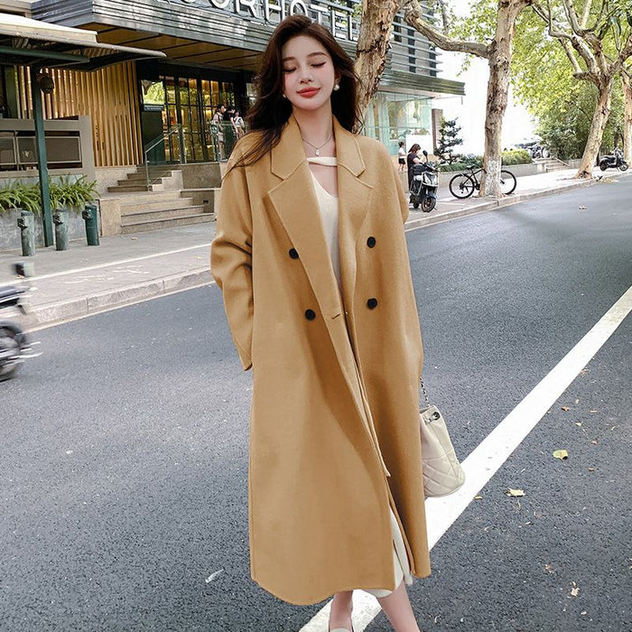 Manteau en laine de cachemire double face pour femme en automne et en hiver
