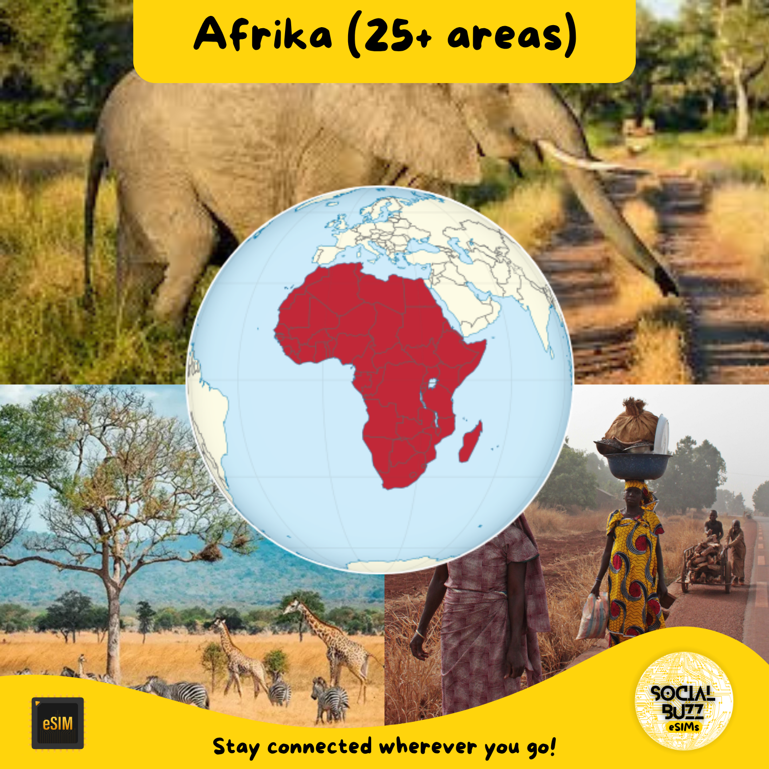 Get your Africa eSIM data plan covering 25 regions. Enjoy seamless internet across the continent with one activation. Buy online and connect instantly across Africa.