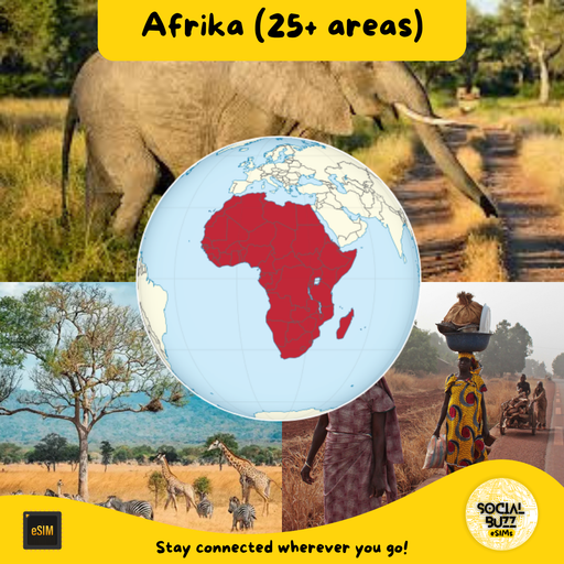 Get your Africa eSIM data plan covering 25 regions. Enjoy seamless internet across the continent with one activation. Buy online and connect instantly across Africa.