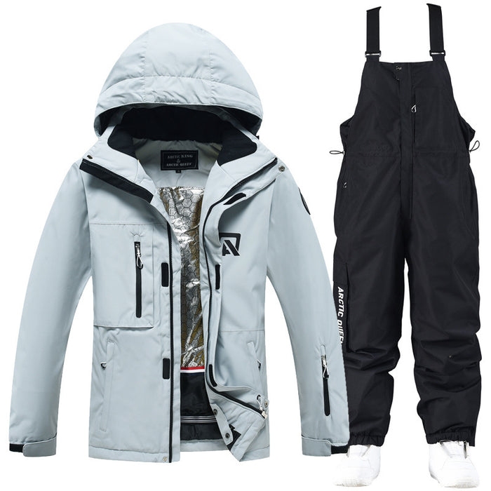 Combinaison de ski double planche en placage pour homme et femme, idéale pour l'hiver en extérieur.