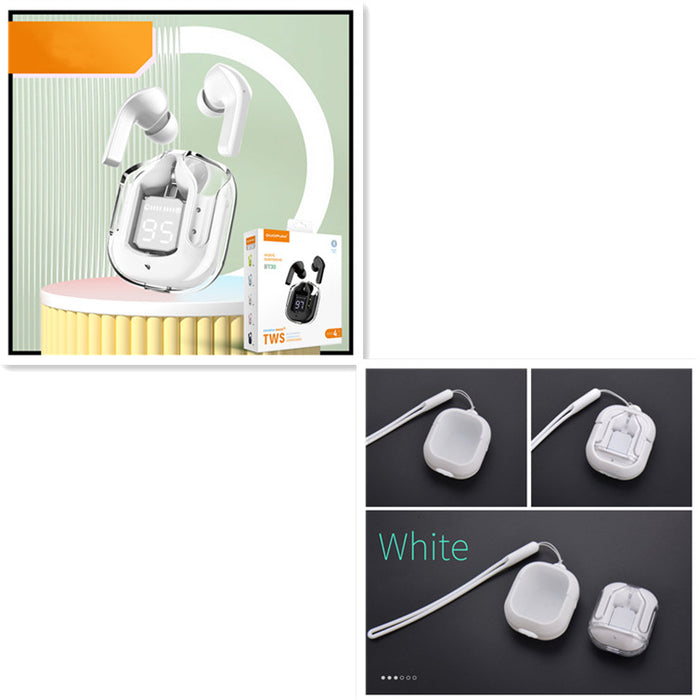 Nouveau mini casque Bluetooth sans fil transparent avec affichage numérique, réduction de bruit ENC et véritable technologie sans fil pour le sport et la musique.