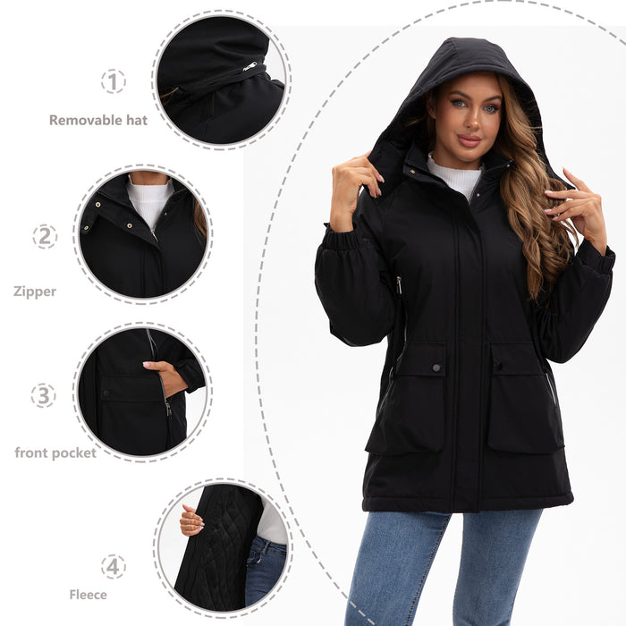 Parka polar acolchada, chaqueta impermeable para mujer, abrigo de otoño e invierno