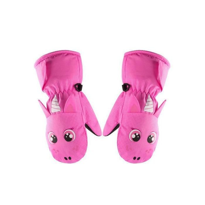 Guantes de esquí para niños con forro polar, bonitos guantes de dibujos animados para niñas.