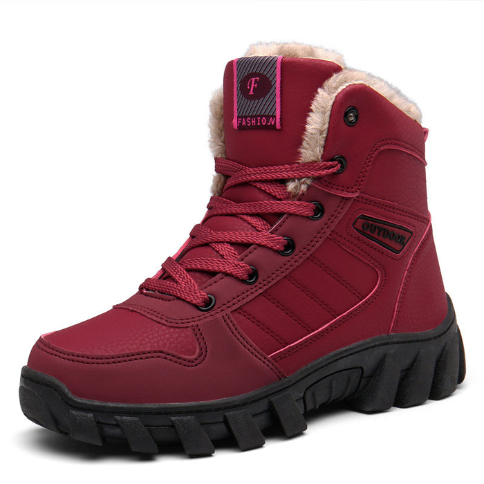 910 Lace-up Anti-slip Couple Snow Boots Winter