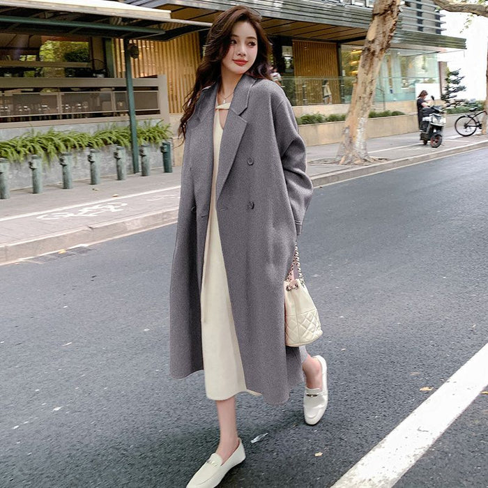 Manteau en laine de cachemire double face pour femme en automne et en hiver
