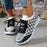 Zapatillas Flyknit con cordones y cuadros en bloques de color, de malla, informales, transpirables, para caminar y correr, para mujer