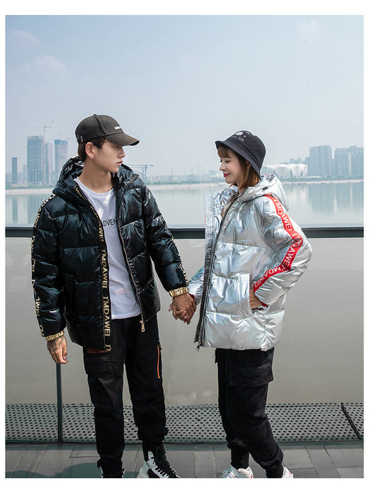 Doudoune brillante pour homme, nouvelle doudoune épaisse et ample à capuche