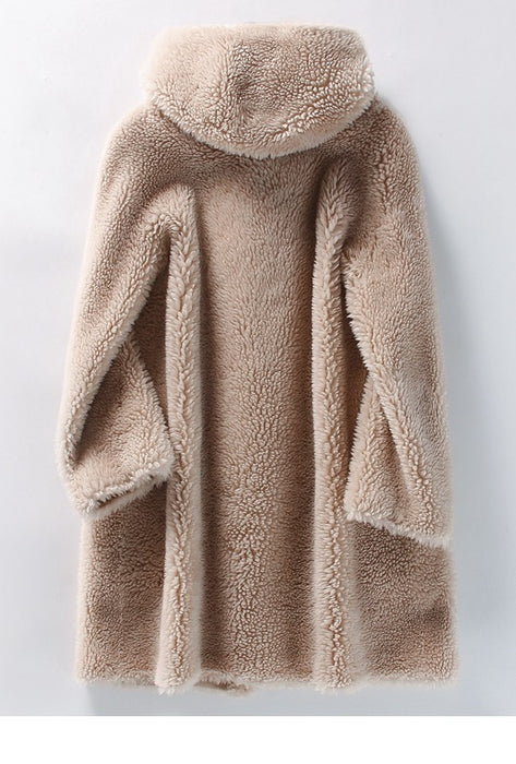 Women's Hooded Lambswool Warm Coat