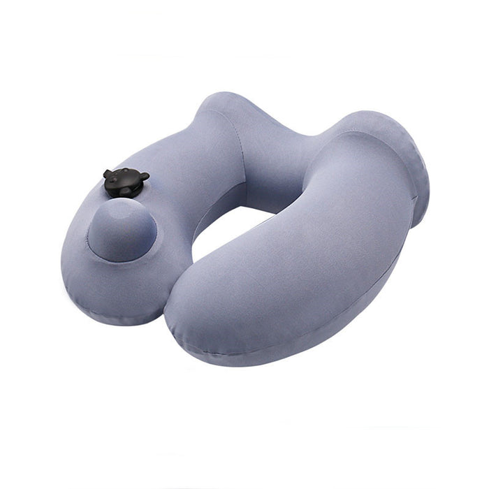 Almohada inflable portátil con capucha en forma de U para viajes para hombres y mujeres