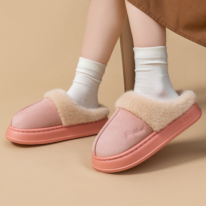 Pantuflas de invierno cálidas y acogedoras para parejas, suaves y antideslizantes, para interiores, de algodón, para el hogar, para mujer y hombre