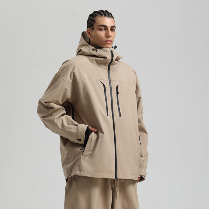 Chaqueta de esquí impermeable, transpirable y holgada con cremallera para hombre