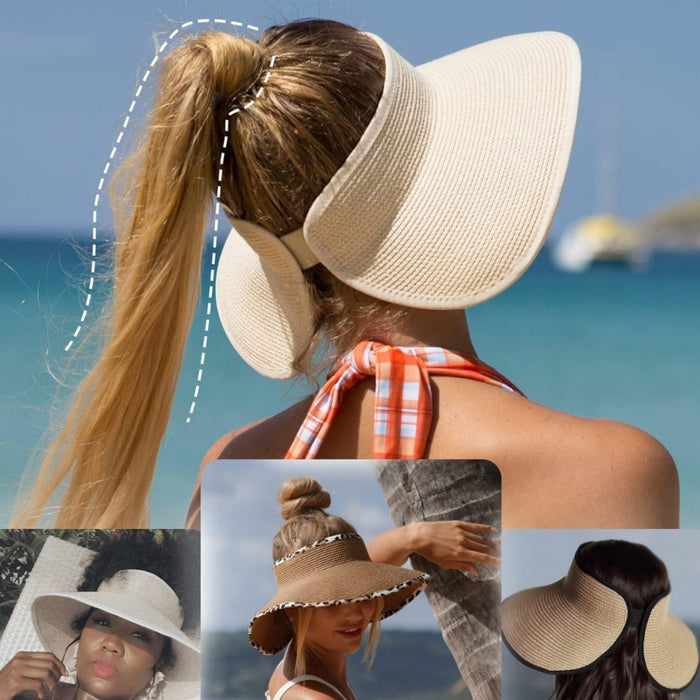 Wide Brim Beach Horse Tail Women's Foldable Sun Hat