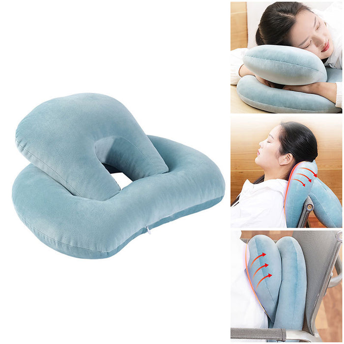 Almohada de escritorio en forma de U para la siesta, soporte para el cuello, cojín para asiento, reposacabezas, almohada de viaje para el cuello con reposabrazos