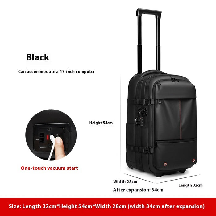 Vacuum Expandable Trolley Backpack Large Capacity Scalable Business Trip