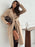 Manteau long en laine à revers et cravate à manches longues de couleur unie simple pour femmes, automne et hiver