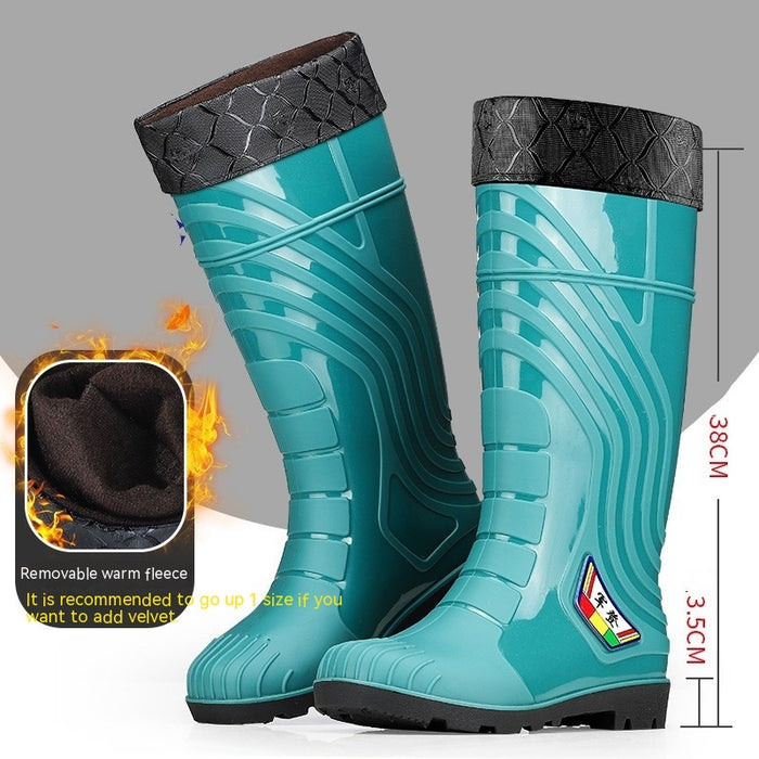 Bottes de pluie mi-mollet en caoutchouc pour homme, doublées en polaire, style mode, pour l'extérieur