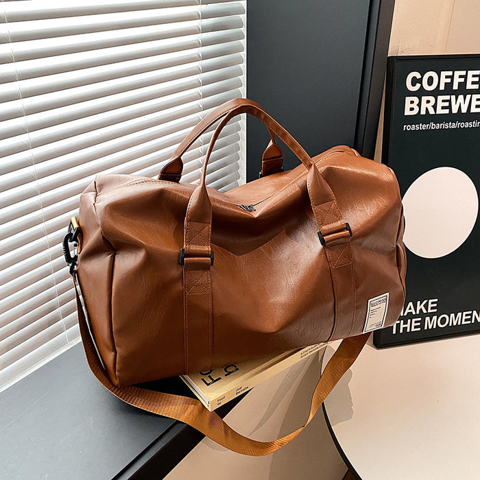 Large Capacity Fitness Soft Leather Textured Independent Shoe Warehouse Travel Bag