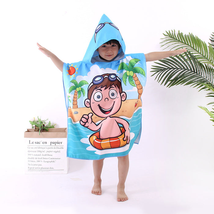 Cape en microfibre pour enfants, serviette de plage double face en velours à séchage rapide