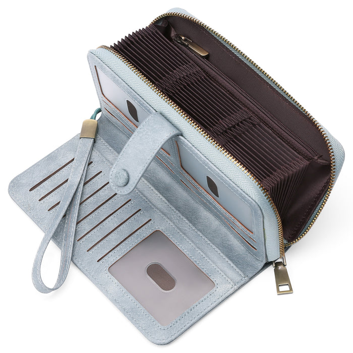 Portefeuille long extensible pour femme avec porte-cartes et sac passeport