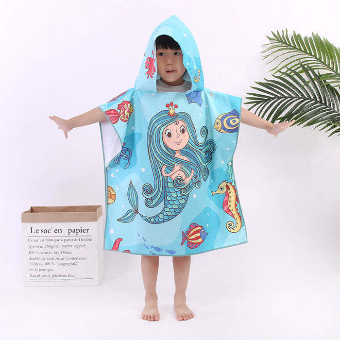 Cape en microfibre pour enfants, serviette de plage double face en velours à séchage rapide