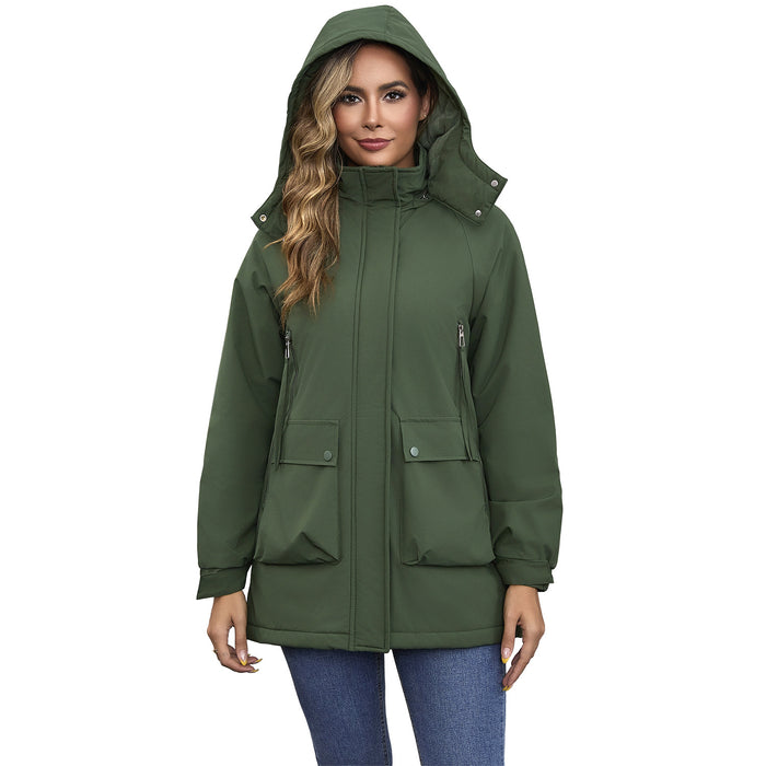 Parka polar acolchada, chaqueta impermeable para mujer, abrigo de otoño e invierno