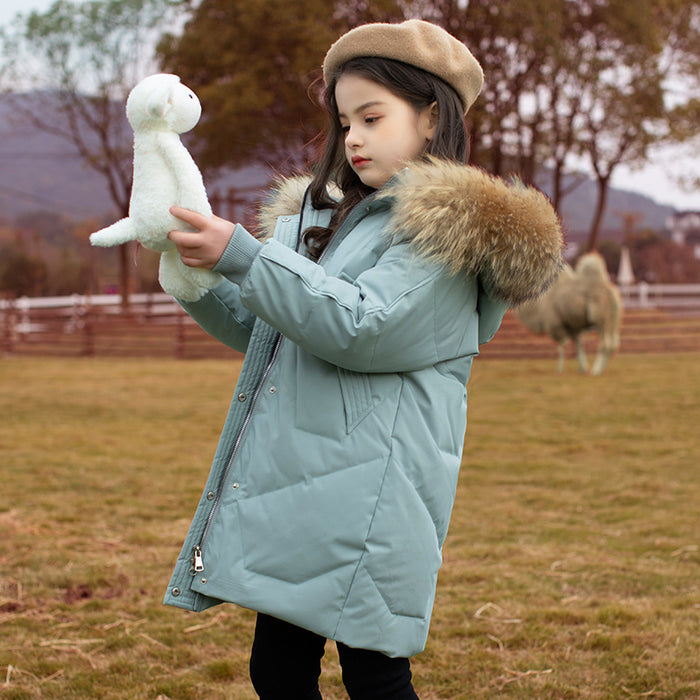 Children's Down Jacket Mid-length Western Style Fashionable Winter Clothes Coat