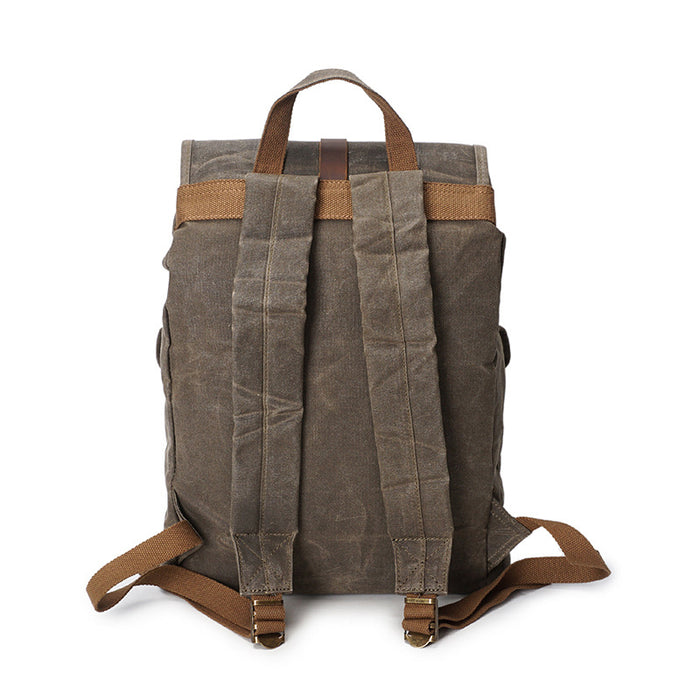 Sac à dos de voyage vintage en toile cirée huilée pour homme