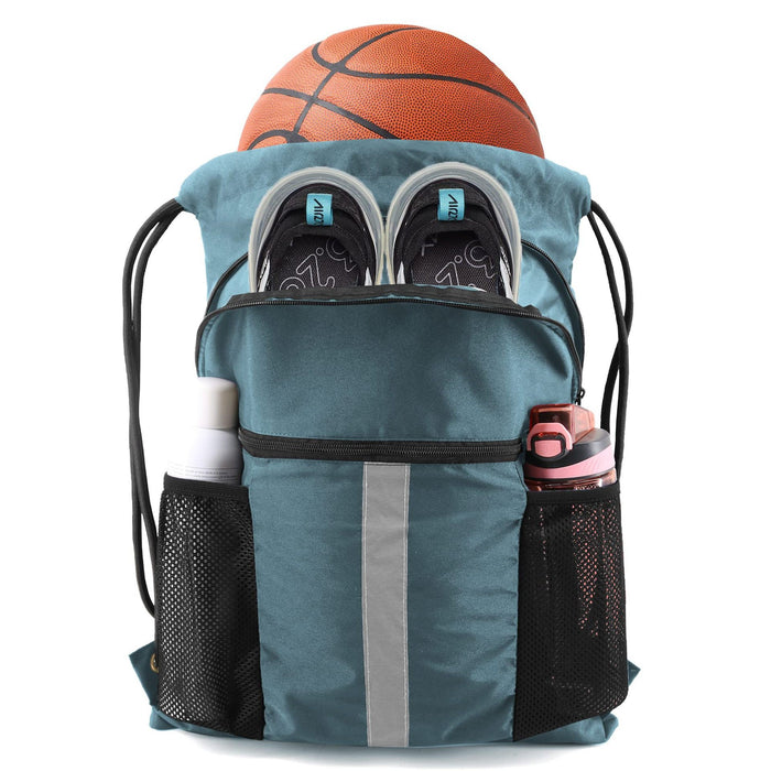 Basketball Football Drawstring Backpack Belt Shoe Compartment