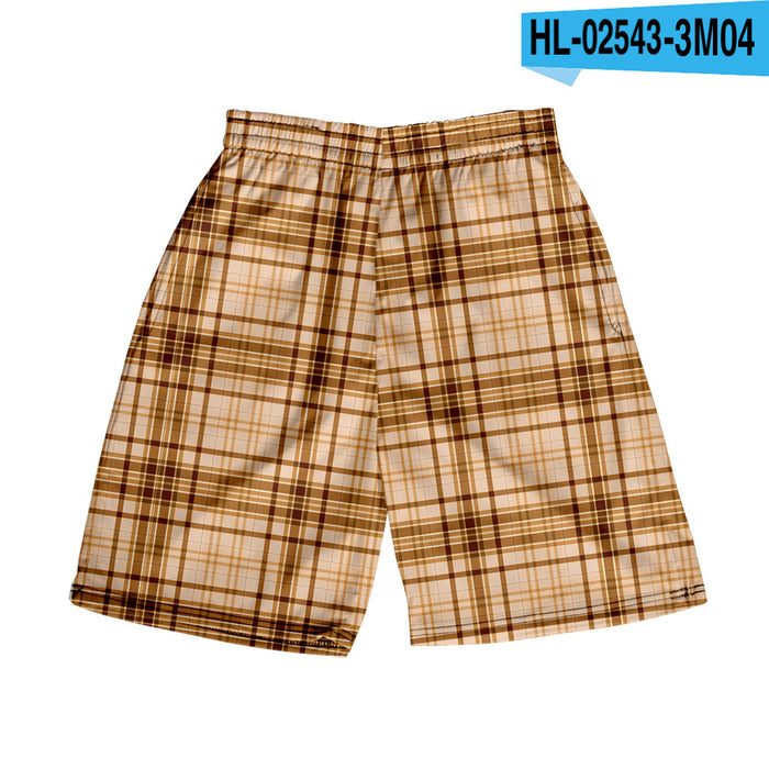 Men's Plaid Shorts Casual Beach Pants