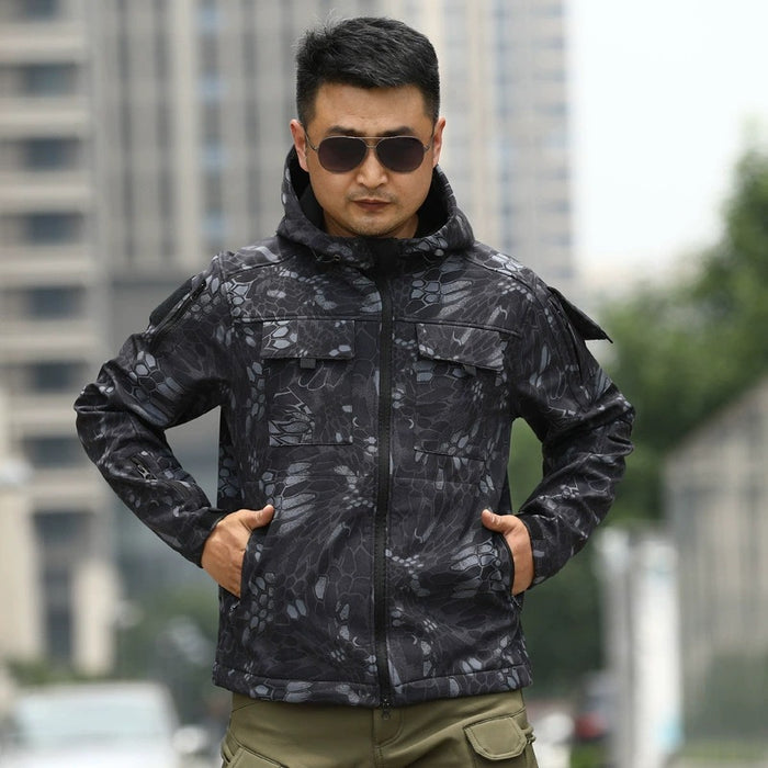 Veste imperméable camouflage pour sports d'hiver et activités de plein air, pull polaire