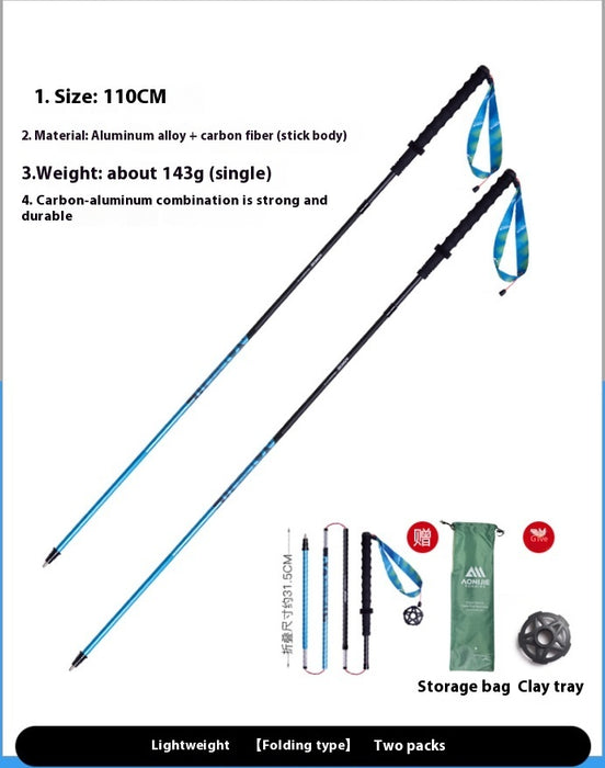 Carbon Trekking Pole Folding Carbon Fiber Off-road Cane