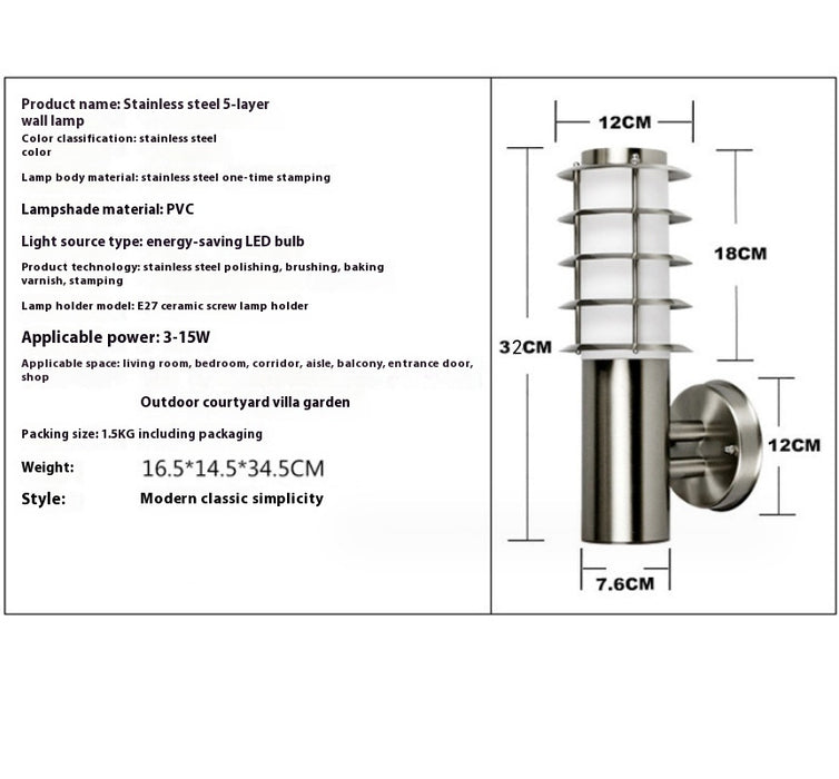 Applique murale extérieure en acier inoxydable Outdoor Simplicity
