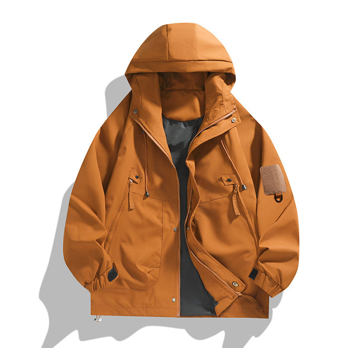 Chaqueta cortavientos de una sola capa para exteriores, impermeable y resistente al agua.