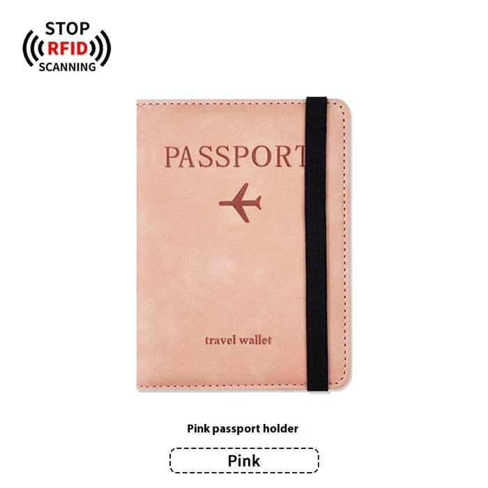 Ensemble porte-passeport en cuir PU anti-magnétique et étiquette à bagages