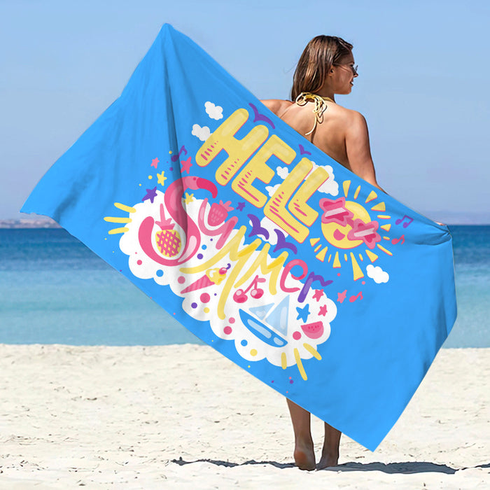Châle de plage d'été en microfibre imprimée à séchage rapide, protection solaire, serviette de bain double face en velours