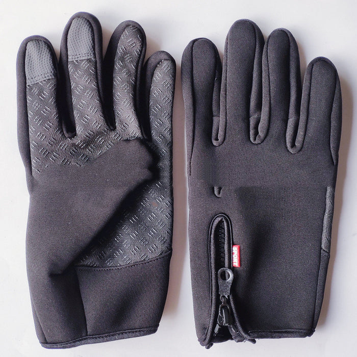 Winter Touch Screen Gloves Thermal Fleece Windproof Waterproof Drop Zipper Men's Cycling Sports Outdoor Ski Gloves