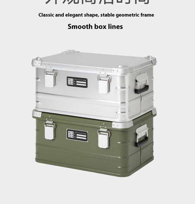 Caja de almacenamiento de aleación de aluminio para exteriores, equipo portátil de camping de metal para montar en vehículo.